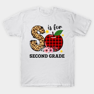 S Is For Second Grade Teacher Leopard Back To School T-Shirt